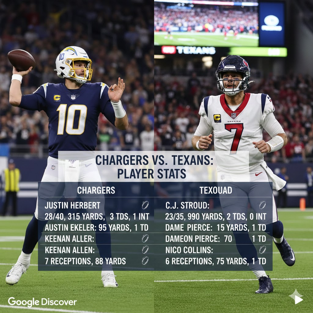 chargers vs texans match player stats