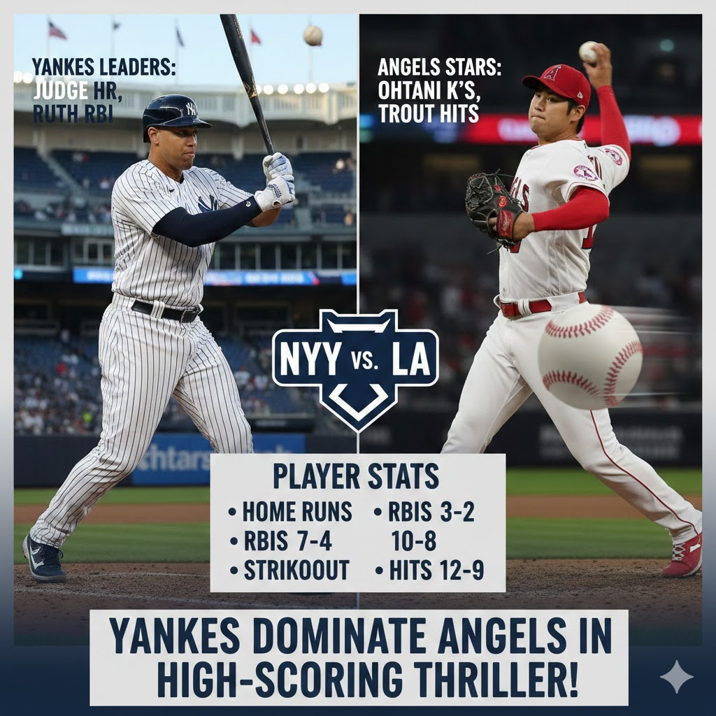 new york yankees vs los angeles angels match player stats