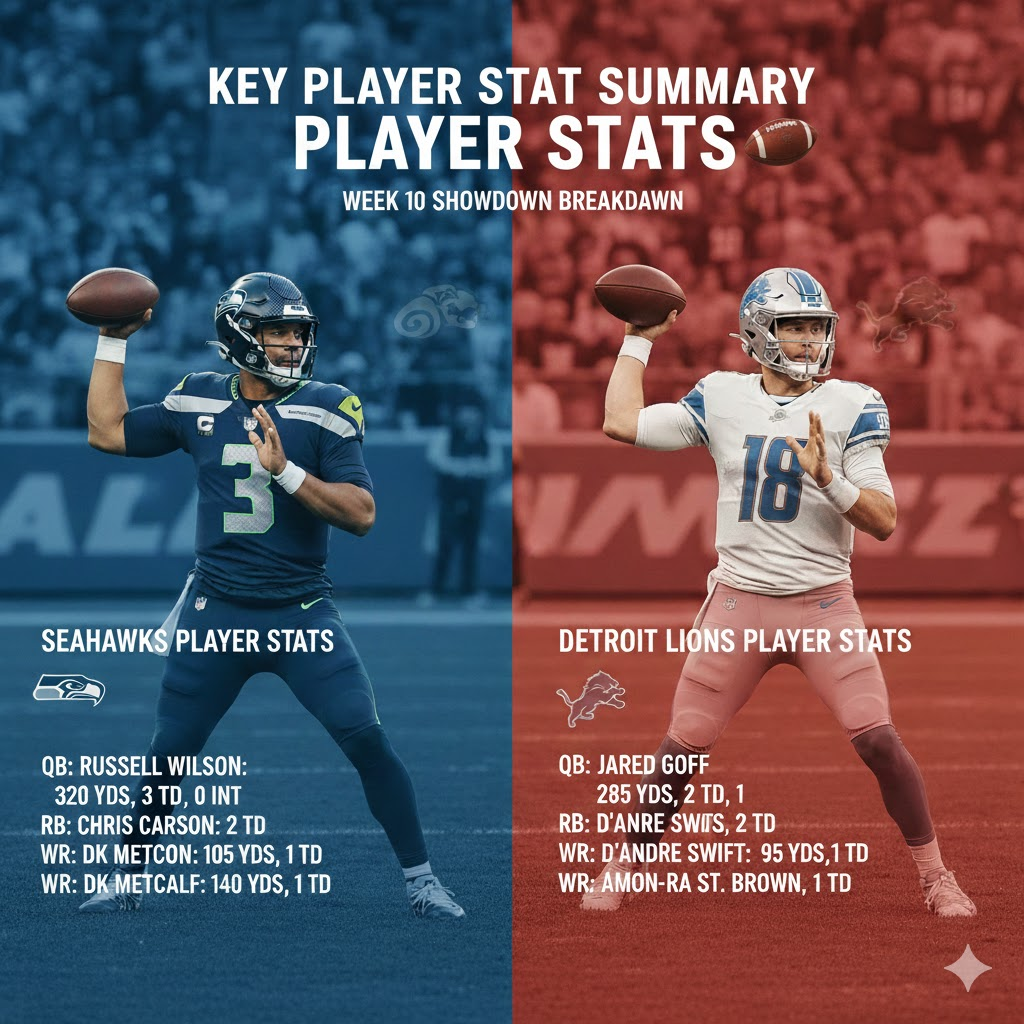 seahawks vs detroit lions match player stats