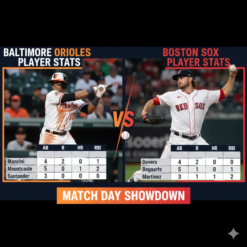 baltimore orioles vs red sox match player stats
