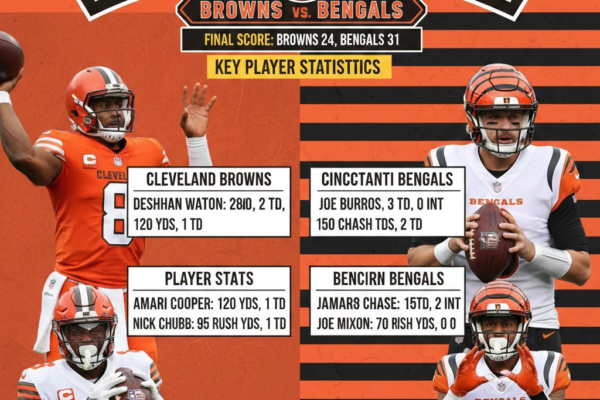 cleveland browns vs bengals match player stats
