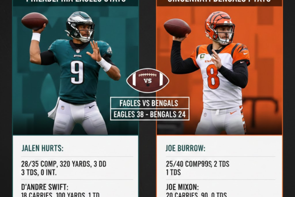 philadelphia eagles vs bengals match player stats