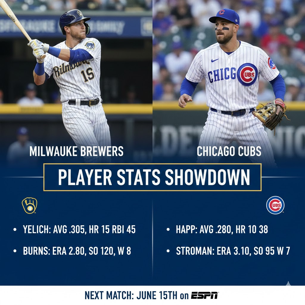 milwaukee brewers vs chicago cubs match player stats
