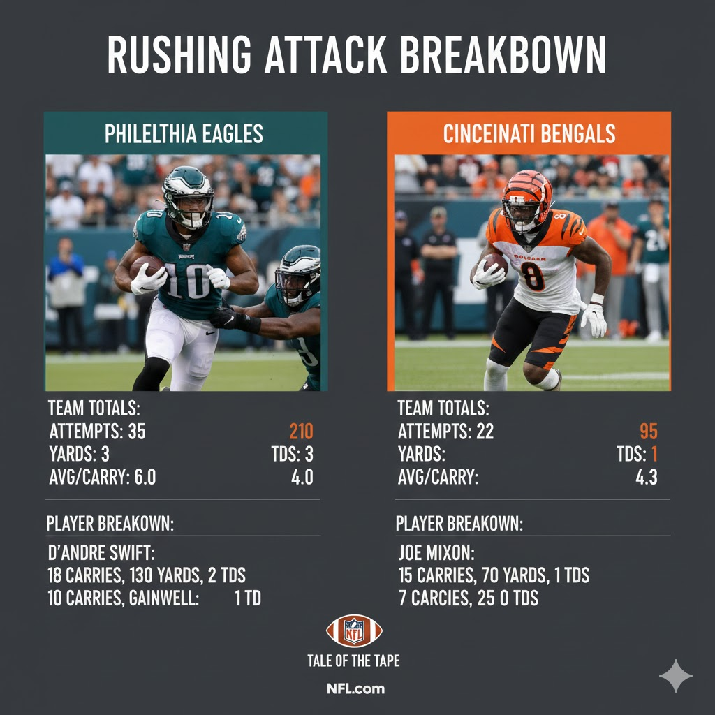 philadelphia eagles vs bengals match player stats