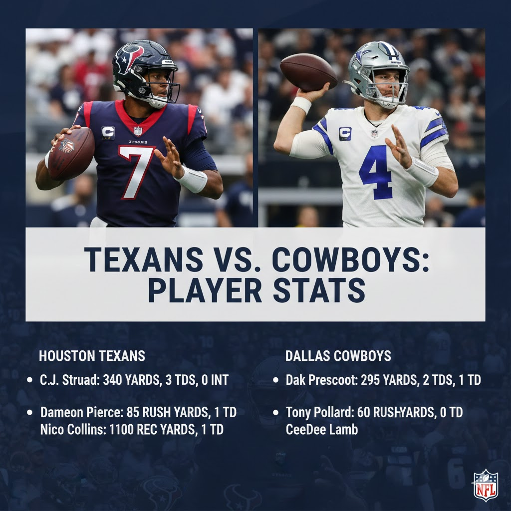 houston texans vs dallas cowboys match player stats