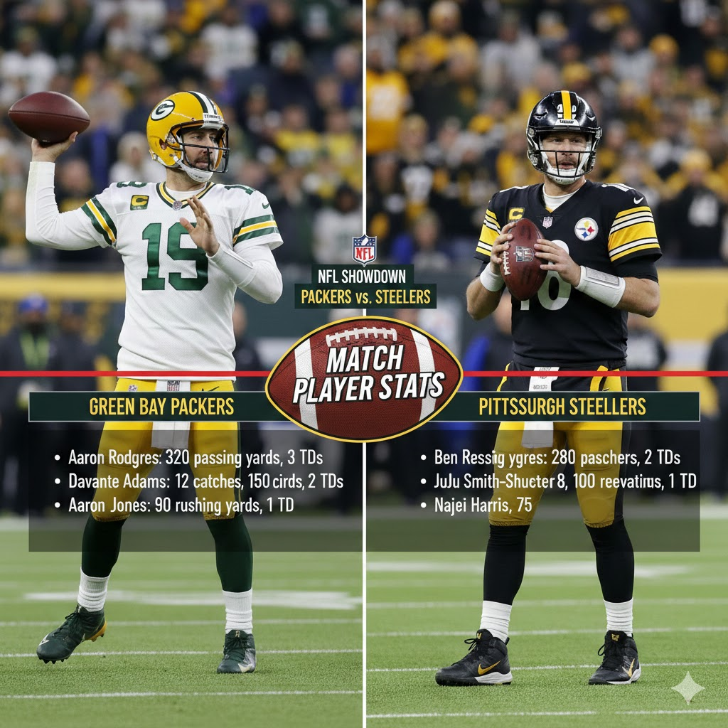 green bay packers vs pittsburgh steelers match player stats