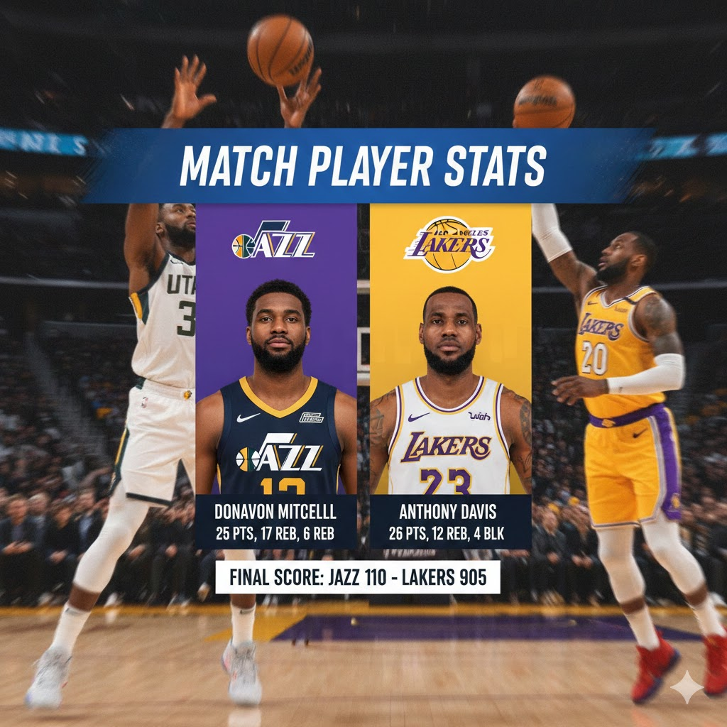 utah jazz vs lakers match player stats