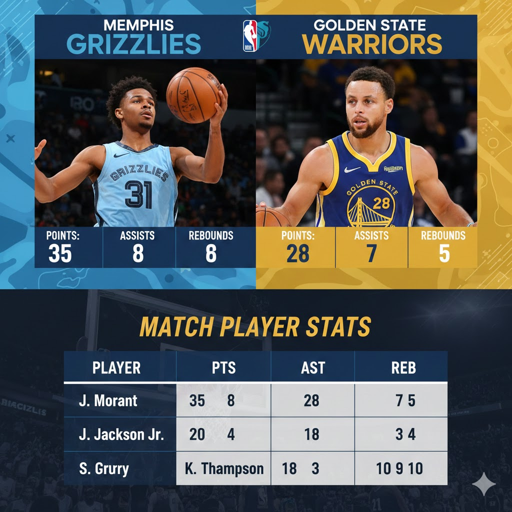 memphis grizzlies vs golden state warriors match player stats