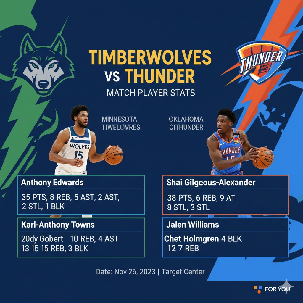 timberwolves vs oklahoma city thunder match player stats