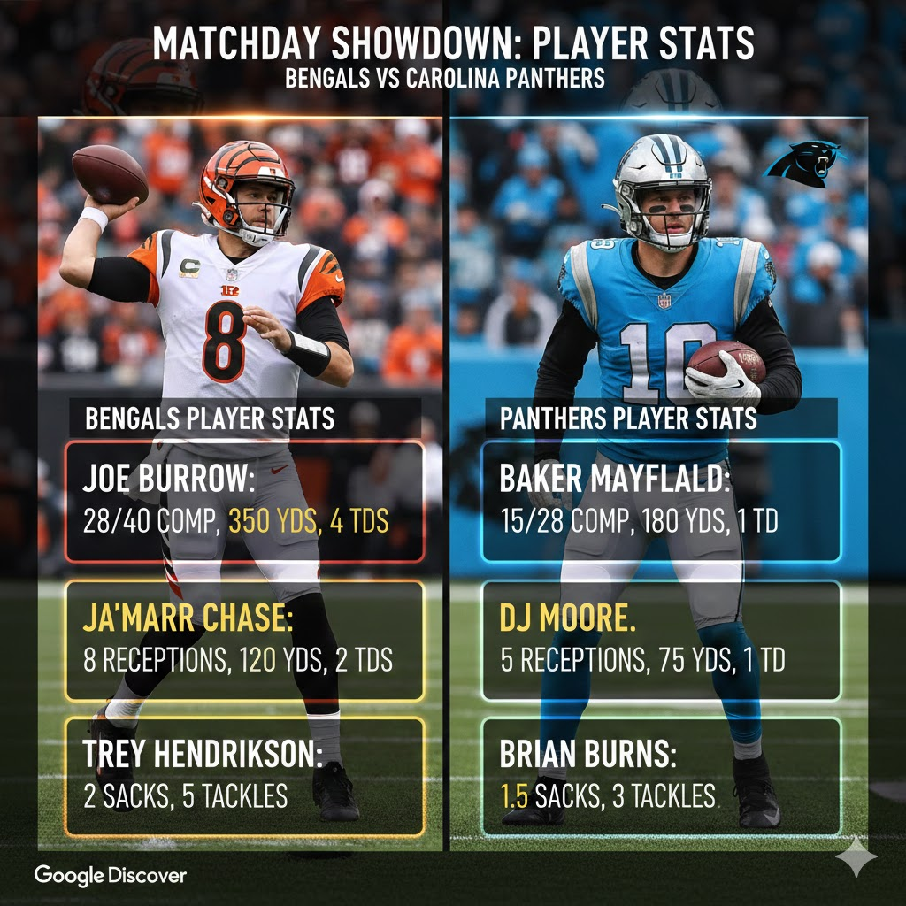bengals vs carolina panthers match player stats