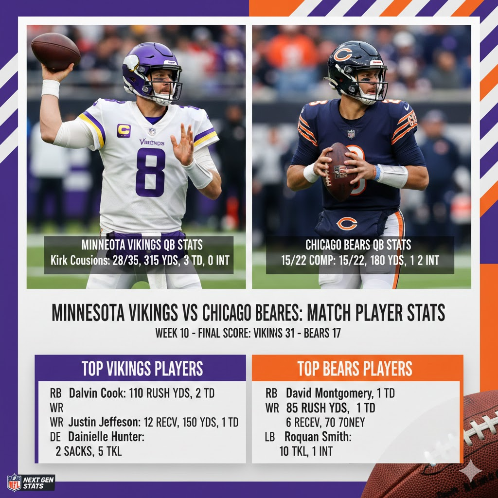 minnesota vikings vs chicago bears match player stats