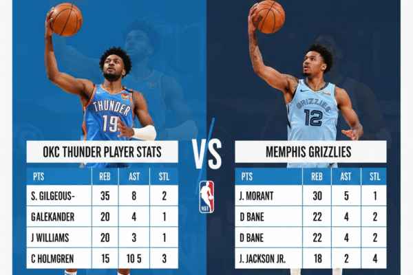 okc thunder vs memphis grizzlies match player stats