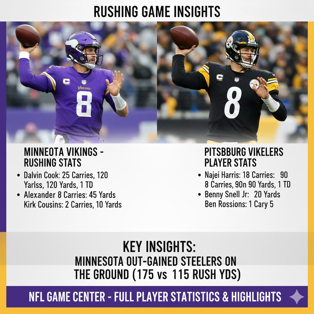 minnesota vikings vs pittsburgh steelers match player stats