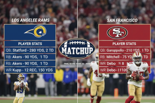 los angeles rams vs 49ers match player stats