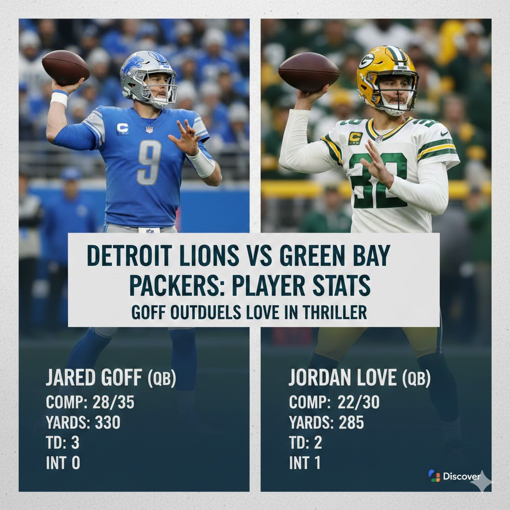 detroit lions vs green bay packers match player stats