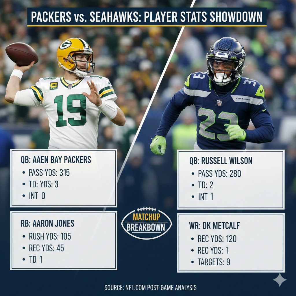 green bay packers vs seahawks match player stats