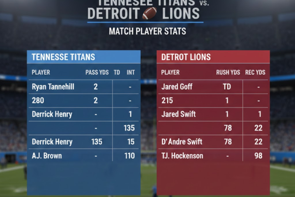 tennessee titans vs detroit lions match player stats