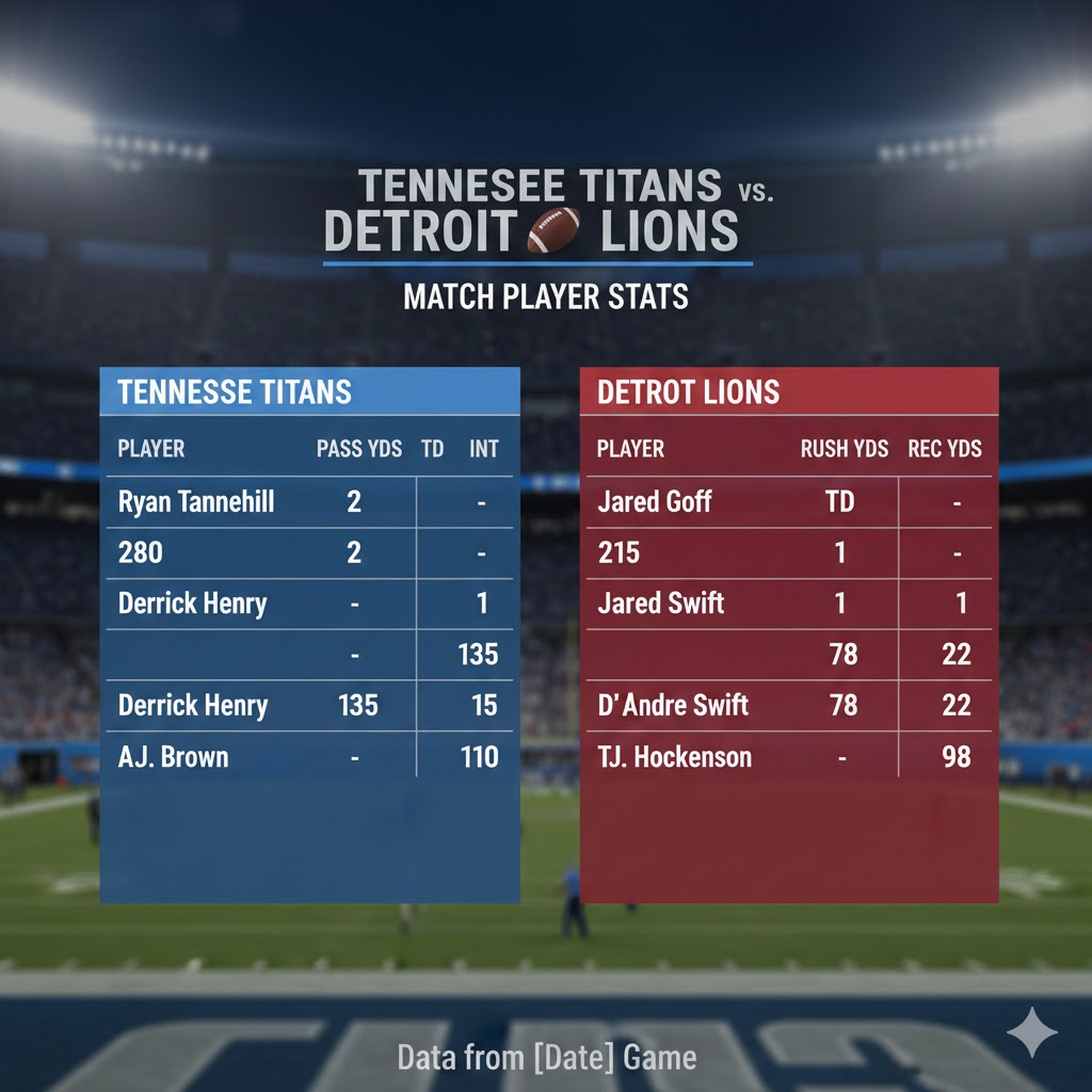 tennessee titans vs detroit lions match player stats
