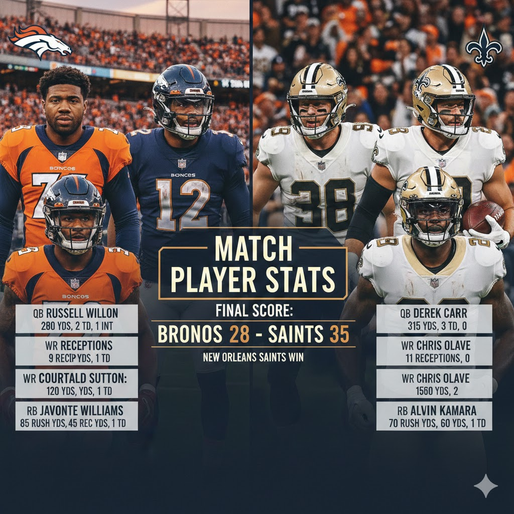 denver broncos vs new orleans saints match player stats