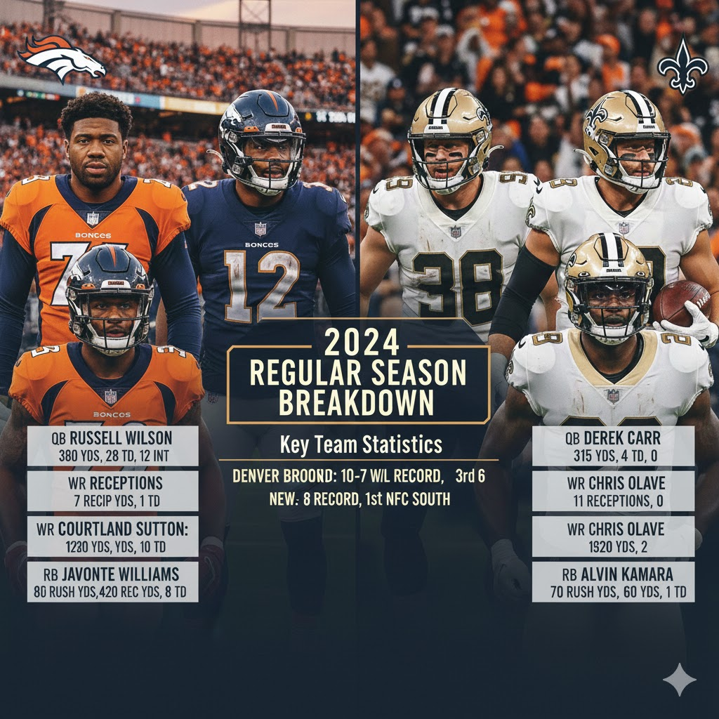 denver broncos vs new orleans saints match player stats