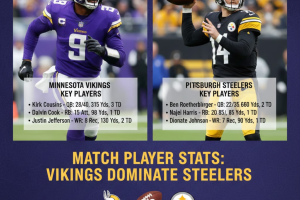 minnesota vikings vs pittsburgh steelers match player stats