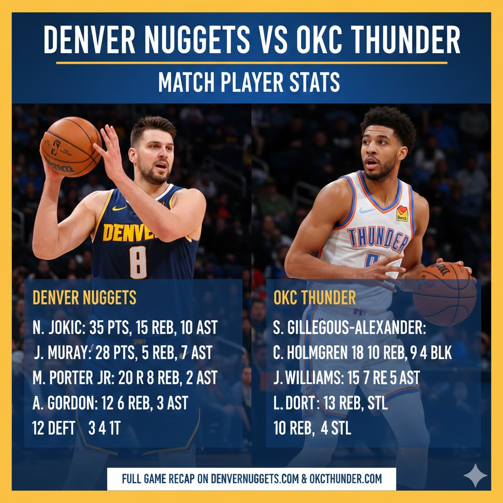 denver nuggets vs okc thunder match player stats
