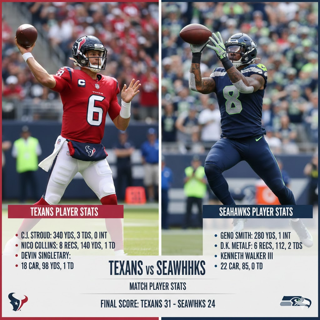 texans vs seahawks match player stats