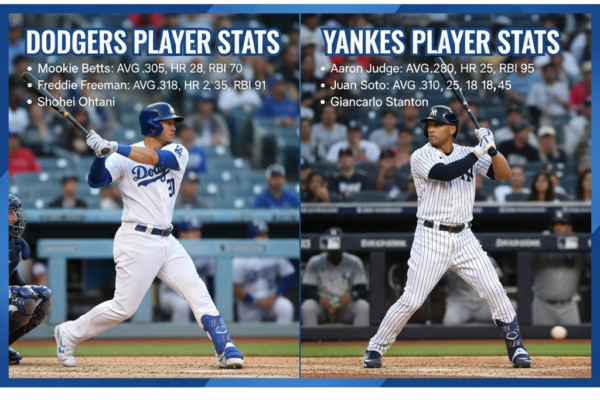 dodgers vs yankees match player stats