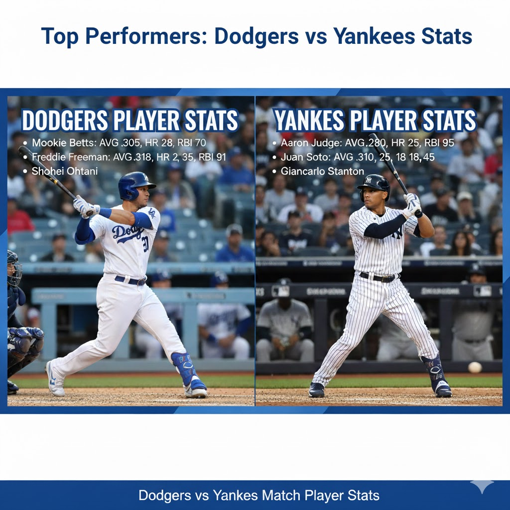 dodgers vs yankees match player stats